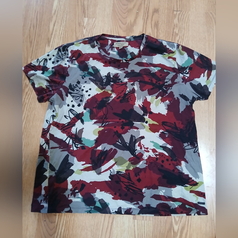 Burberry Camouflage Multicolor Floral Print T-Shirt